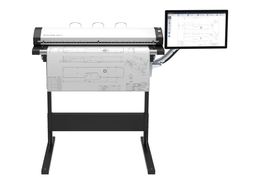 Le scanner CIS grand format tout en un (scanner + pied + logiciel + écran tactile), en 36 pouces (914 mm) de large adapté aux traceurs EPSON. Facile à utiliser avec son contôleur embarqué sans nécessité d'ordinateur, compatible Windows, Mac OS ou Linux. Ecran tactile, logiciel de numérisation et pilote intégrés pour  numérisation, copie, impression.