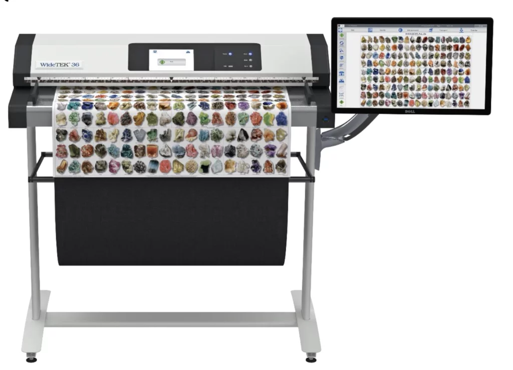 Scanner CCD graphique grand format 36 pouces (91,4 cm), ultra rapide, haute résolution et large gamut de couleur , autonome avec son contrôleur intégré, numérisation vers réseau ou clé USB, productif, facile à utiliser, compatible avec tous les systèmes d'exploitation (Linux, Mac OS, Windows).